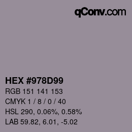 颜色代码: HEX #978D99 | qconv.com