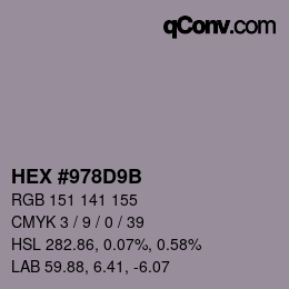 颜色代码: HEX #978D9B | qconv.com