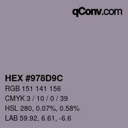 カラーコード: HEX #978D9C | qconv.com