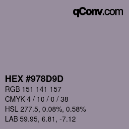 カラーコード: HEX #978D9D | qconv.com