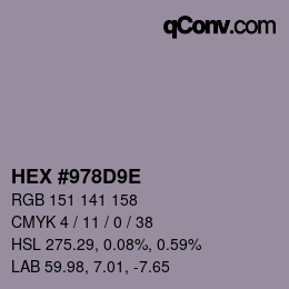 カラーコード: HEX #978D9E | qconv.com