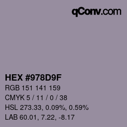 Color code: HEX #978D9F | qconv.com