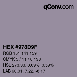 Color code: HEX #978D9F | qconv.com