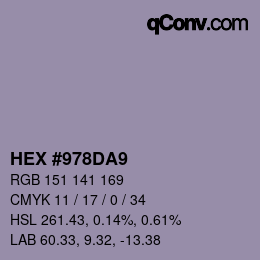 カラーコード: HEX #978DA9 | qconv.com