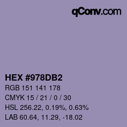 カラーコード: HEX #978DB2 | qconv.com