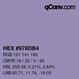 Color code: HEX #978DB4 | qconv.com