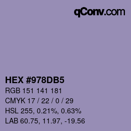 Color code: HEX #978DB5 | qconv.com