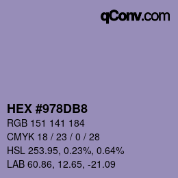 Color code: HEX #978DB8 | qconv.com