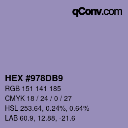 Color code: HEX #978DB9 | qconv.com