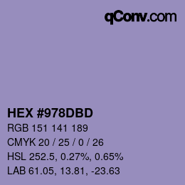 カラーコード: HEX #978DBD | qconv.com