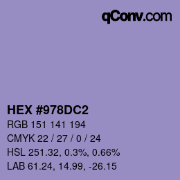 カラーコード: HEX #978DC2 | qconv.com