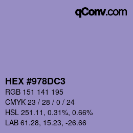 Color code: HEX #978DC3 | qconv.com