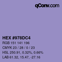 颜色代码: HEX #978DC4 | qconv.com