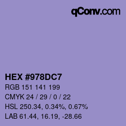 Color code: HEX #978DC7 | qconv.com
