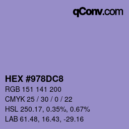 Color code: HEX #978DC8 | qconv.com