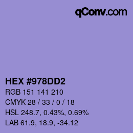 Color code: HEX #978DD2 | qconv.com