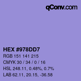 カラーコード: HEX #978DD7 | qconv.com