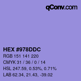 カラーコード: HEX #978DDC | qconv.com