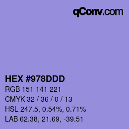 カラーコード: HEX #978DDD | qconv.com