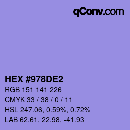 カラーコード: HEX #978DE2 | qconv.com