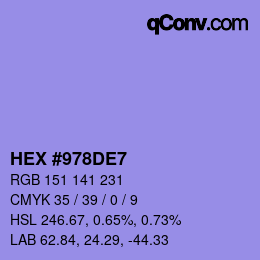 颜色代码: HEX #978DE7 | qconv.com