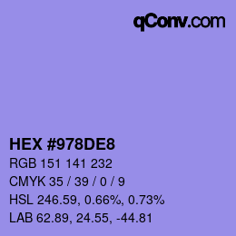 颜色代码: HEX #978DE8 | qconv.com