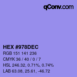カラーコード: HEX #978DEC | qconv.com