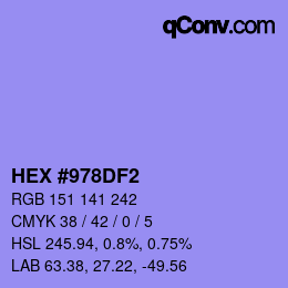 颜色代码: HEX #978DF2 | qconv.com
