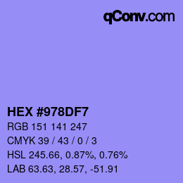 颜色代码: HEX #978DF7 | qconv.com