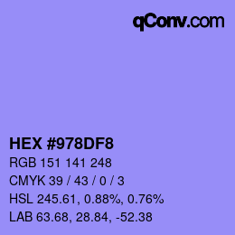 颜色代码: HEX #978DF8 | qconv.com