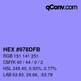 カラーコード: HEX #978DFB | qconv.com