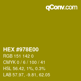 颜色代码: HEX #978E00 | qconv.com