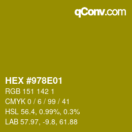 カラーコード: HEX #978E01 | qconv.com