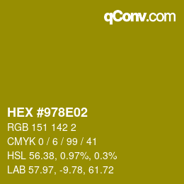 颜色代码: HEX #978E02 | qconv.com