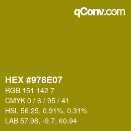 颜色代码: HEX #978E07 | qconv.com