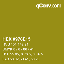 カラーコード: HEX #978E15 | qconv.com