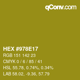 颜色代码: HEX #978E17 | qconv.com