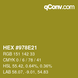 颜色代码: HEX #978E21 | qconv.com