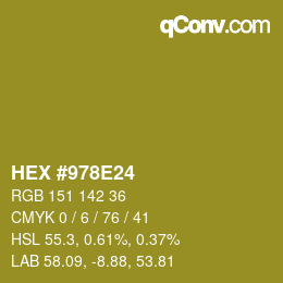 カラーコード: HEX #978E24 | qconv.com