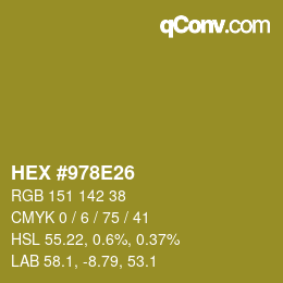 颜色代码: HEX #978E26 | qconv.com