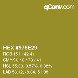 カラーコード: HEX #978E29 | qconv.com