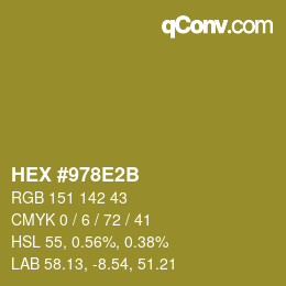 カラーコード: HEX #978E2B | qconv.com