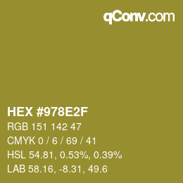 Color code: HEX #978E2F | qconv.com