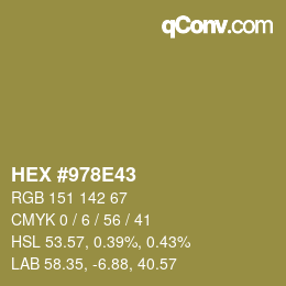 Color code: HEX #978E43 | qconv.com