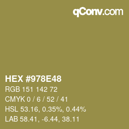 カラーコード: HEX #978E48 | qconv.com
