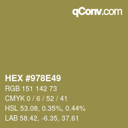 颜色代码: HEX #978E49 | qconv.com