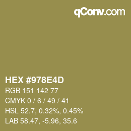 カラーコード: HEX #978E4D | qconv.com