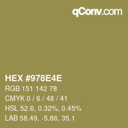 Color code: HEX #978E4E | qconv.com