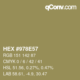 カラーコード: HEX #978E57 | qconv.com
