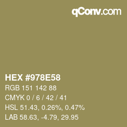 Color code: HEX #978E58 | qconv.com